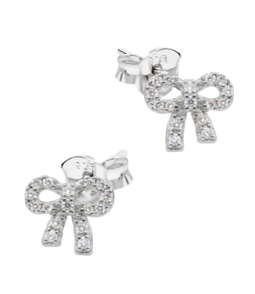 Pretty Bow Gem Silver Stud Earring STS-7090